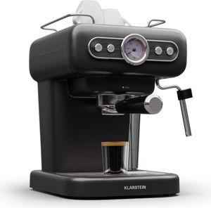 Klarstein Espresso Siebträgermaschine mit Milchaufschäumer, 1,2L Retro Mini-Espressomaschine mit Siebträger, 950 W Kaffeemaschine Klein, Edelstahl-Kaffeemaschine für Cappuccino, Latte & Macchiato