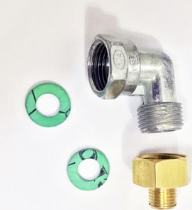 Übergang 1/2"R x 1/4"lks Gas Adapter Messing + Verbindungswinkel 90° 1/2" Rechts