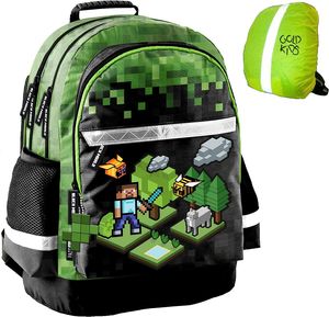 Schulrucksack Schulranzen Game Pixel Motiv ergonomischer Ranzen Tornister Schulltasche Mädchen Jungen inkl. Regenschutz
