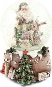 Schneekugel mit Spieluhr zum Aufziehen grau-weiß, Schnee&Glitzer Ø100mm H.: 15cm