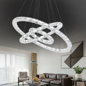 LZQ 72W LED Kristall Design Hängelampe Deckenlampe Deckenleuchte Pendelleuchte Kreative Kronleuchter Drei Ringe KaltesWeiß Lüster  [Energieklasse A++]