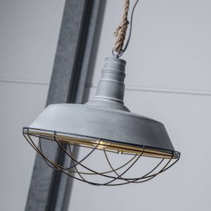 Lightbox Hängelampe Pendelleuchte Industrial 47cm Durchmesser Seil kürzbar 1x E27 Metall, grau, Beton