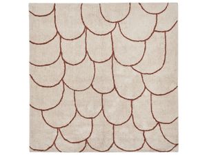 BELIANI Teppich Beige Baumwolle 200 x 200 cm Quadratisch Geometrisches Muster Boho Fußbodenheizug Geeignet Wohnzimmer Schlafzimmer Esszimmer Flur Diele