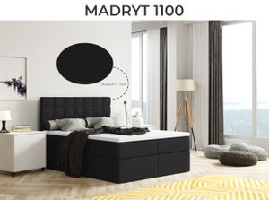 Bett, Boxspringbett MERA mit Bettkästen, Doppelbett, Stauraum, Schlafzimmer, Polsterbett, Bettgestell (180x200, Schwarz - Madryt 1100, mit Topper T25)