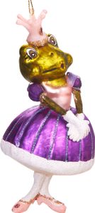 BRUBAKER Froschprinzessin - Handbemalte Weihnachtskugel aus Glas - Christbaumschmuck Figuren lustig Deko Anhänger Baumkugel - 14 cm