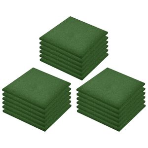 vidaXL Ochranné dlaždice proti pádu 18 ks. Pryž 50 x 50 x 3 cm Zelené