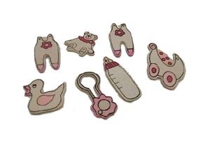 Taufe Mädchen Streudeko Baby rosa / 72 Stück / Holz - 0,15 € pro Stück