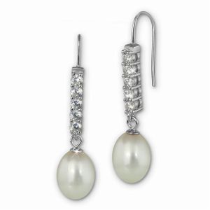 SilberDream Ohrhänger für Damen Silber weiß Perle Zirkonia Ohrringe SDO1708W