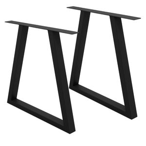 ECD Germany 2er Set Tischbeine Trapez Design - 60 x 72 cm - aus pulverbeschichtetem Stahl - Schwarz - Industriedesign - Tischgestell Set Tischkufen Tischfüße Tischuntergestell