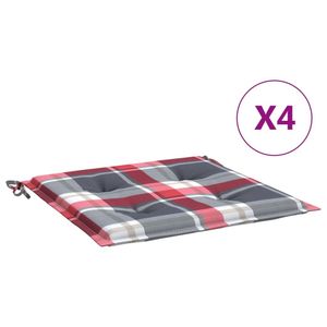 vidaXL Gartenstuhl-Kissen 4Stk. Rot Karomuster 50x50x3cm Oxford-Gewebe