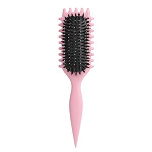 Curl Hair Brush, Lockenbürste , Curl Define Stylingbürste, Wildschweinborsten Bürste, Haarbürste zum Entwirren & Stylen für Frauen, Rosa