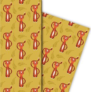 Cooles Tiger Geschenkpapier nicht nur für Kinder, beige - G8115, 32 x 48cm