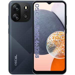 OSCAL FLAT 1C Smartphone ohne Vertrag, 6.5 Zoll Android Handy, 4GB RAM+32GB ROM/1 TB erweiterbar, HD+ Display, Octa-Core, 4G Dual SIM, Schwarz