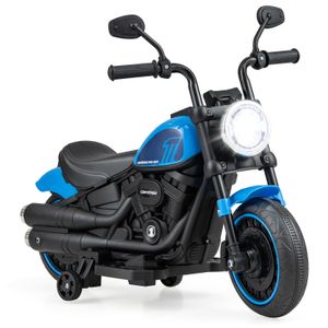 COSTWAY 6V Elektro Motorrad Kinder, Elektrisches Motorrad mit Stützrädern, Kindermotorrad ab 18 Monaten (Blau)