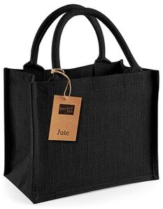 Westford Mill Jute-Tasche Jute Mini Gift Bag W412 Schwarz Black/Black 26 x 22 x 14 cm