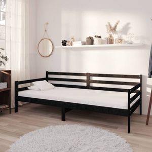 Prolenta Premium  Tagesbett mit Matratze 90x200 cm Schwarz Kiefer Massivholz