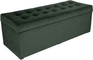 mg design Polsterhocker, 45x120 cm, Farbe Dunkelgrün – weicher Sitz, aufklappbar mit Stauraum (143l) hält einer Belastung von bis zu 100 kg stand