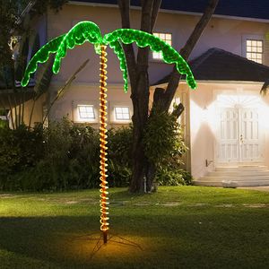 Beleuchtete Künstliche Palme, Lichterbaum mit LED-Beleuchtungen, Baumlampe mit Klappbarem Ständer, Baum Lichter für Party Terrasse Garten Pool Dekorationen (175 x 120 x 218 cm)