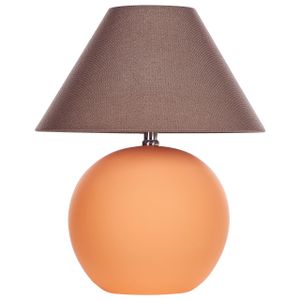 BELIANI Tischlampe Orange Keramiksockel Leinenschirm 41 cm Textiltrommel Nachttisch Wohnzimmer Schlafzimmer Beleuchtung Traditionell