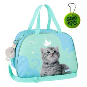 Sporttasche Kinder für Mädchen & Jungen - Umhängetasche mit Katze Motiv - Schwimmtasche mit verstärktem Boden - Trainingstasche 40 cm x 25 cm x 13 cm