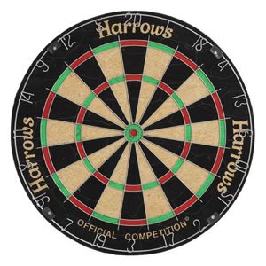 Harrows - Borsten-Dartboard "Competition", Sisal CS1093 (49,78 cm x 49,78 cm x 9,91 cm) (Schwarz/Beige/Rot)