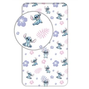 Disney Lilo und Stitch Spannbettlaken Betttuch Spannbetttuch Stitch Blumen Blätter 90 x 200 + 25 cm 100% Baumwolle