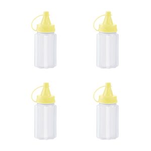 4Pcs 30ml Squeeze Flasche aus Kunststoff, Quetschflasche Aufbewahrungsbehälter für Ketchup Senf Mayo Soßen Olivenöl, Saucenflasche für Home & Restaurant(Gelb)