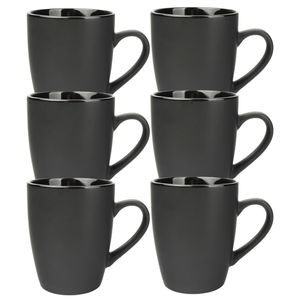 Schramm® 6 Stück Kaffeetassen Set schwarz aus Porzellan 340 ml Kaffeebecherset Kaffeebecher Keramik mit Henkel