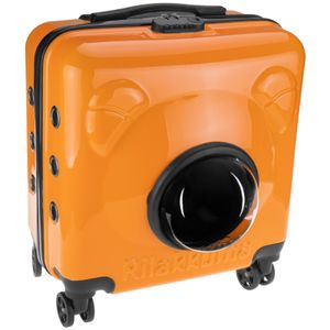 PrimeMatik - Haustier Transportbox Transportkoffer Raumkapsel Rucksack für Hunde und Katzen Orange