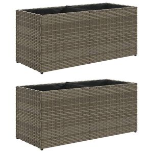 vidaXL Pflanzkübel mit 2 Töpfen 2 Stk. Grau 72x30x32 cm Poly Rattan