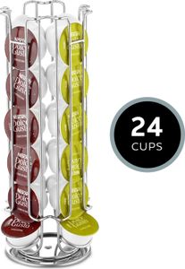 360 Grad drehbarer Kaffeekapselhalter für Dolce Gusto - Für 24 Kapseln, Edelstahl silberfarben