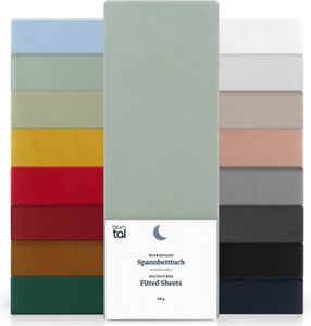 Blumtal Spannbettlaken 140x200 cm - Bettlaken 140x200 aus Mikrofaser - Summer Green - Grün