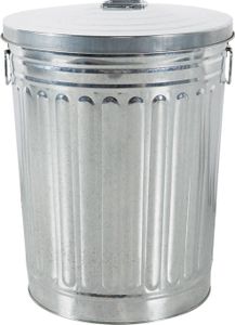 Zink Abfalleimer mit Deckel 58 Liter Silber Outdoor Garten Mülleimer Tonne Mülltonne Zinktonne Abfalltonne