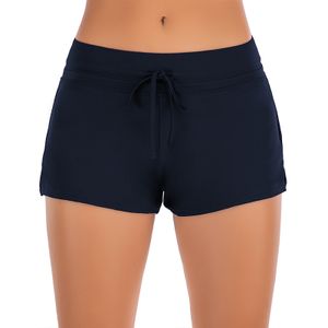 Frauen Tankini Shorts Unifarben Bikinihose Bikini Slips Badeanzüge Badehose Strandhose,Farbe:Dunkelblau,Größe:XXL