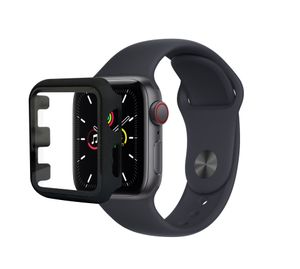 KOMA Schutzhülle mit gehärtetem Glas für Apple Watch 44 mm (Series 4,5,6 und SE), schwarz