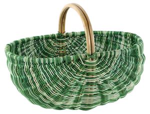 Kobolo Einkaufskorb geflochten Korb Rattankorb - multicolor grün - 50x35x23 cm - Autokorb Picknickkorb Einkaufstasche Fahrradkorb verschiedene Farben