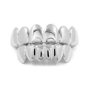 18 Karat Silber Grills für Zähne,6 Zähne 6 untere Zähne Von Zahnprothesen-Sets,Hip Hop-Mundgitter, für Damen und Herren Zahnbürstenzubehör
