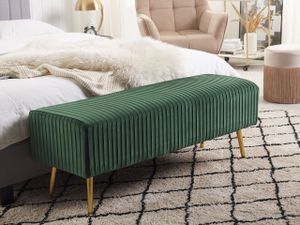 BELIANI Lavice zelená sametová čalouněná zlaté kovové nohy 118 cm glamour styl nábytek do chodby