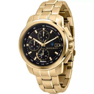 Maserati R8873645002 Solar Herrenuhr Chronograph Successo Goldfarben/Schwarz Maserati R8873645002 Solar Herrenuhr Chronograph Successo Goldfarben/Schwarz