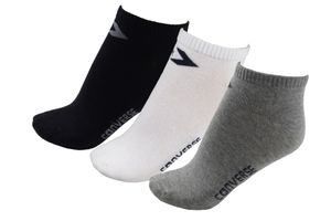 Converse Herren Socken 3-er Pack Basic low cut Füßlinge schwarz grau weiß, Größe:39-42 EU