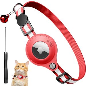 AdroitGoods Airtag Katze/Hund Halsband - Rot - Gps Tracker Haustier - Geeignet für Apple AirTag