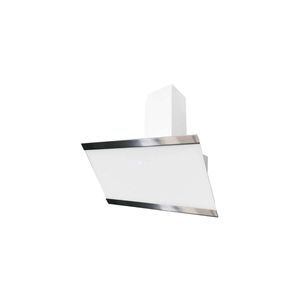 Dunstabzugshaube 90 cm kopffreie Schräghaube Glas weiß Touch Respekta