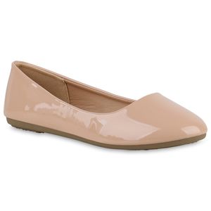 VAN HILL Damen Klassische Ballerinas Slippers Abend-Schuhe 840128, Farbe: Beige, Größe: 39