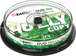 EMTEC ECOVRW47104CB - 4,7 GB - DVD-RW - 10 Stück(e) - 120 min - Silber - Tortenschachtel