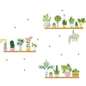 grüne pflanze topfmuster wandaufkleber home decal decor selbstklebende tapete
