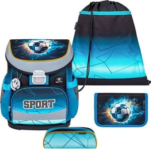Belmil Mini-Fit ergonomisches Schulranzen-Set 4-teilig  "Fire Footbal" mit Brustgurt
