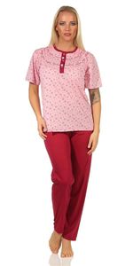 Damen Pyjama zweiteiliger Schlafanzug Pyjama-Set, Bordo S