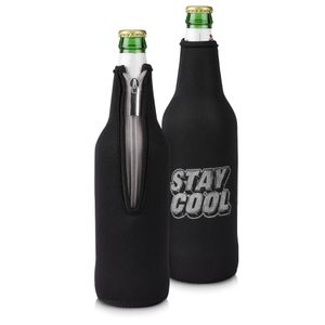 kwmobile 2x 330-500ml Flasche Flaschenkühler - für Bier andere Getränke - Neopren Kühler Stay cool Weiß Schwarz