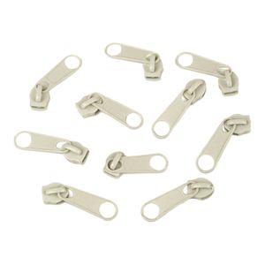 10 Schieber Reißverschluss Zipper für Endlosreißverschluss 3mm, mehr als 70 Farben, Farbe:kieselgrau