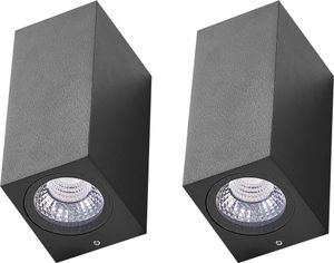 BELIANI Zestaw 2 lamp ściennych zewnętrznych LED czarna aluminium szkło 15 cm retro oświetlenie do ogrodu